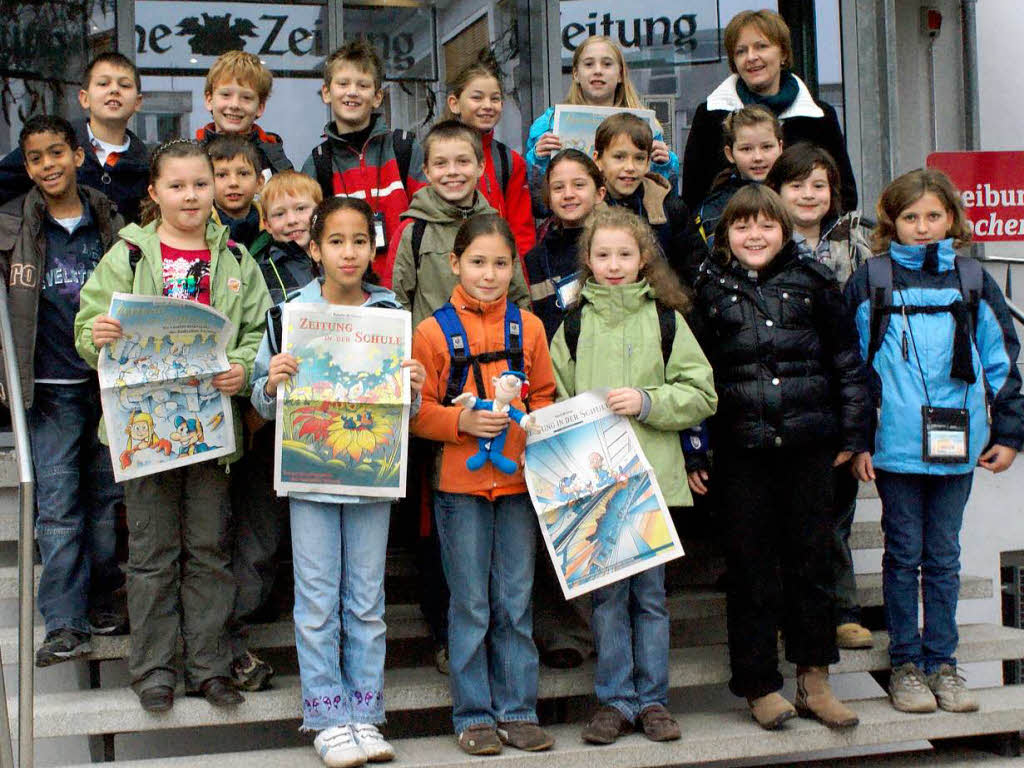 Die Klasse 4b der Grundschule aus Ehrenkirchen mit ihrer Lehrerin Frau Fiedler