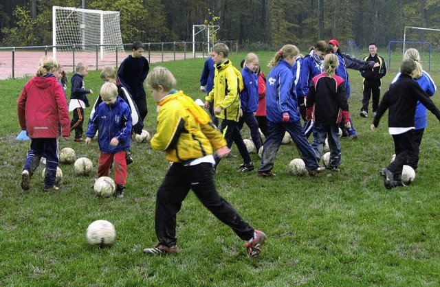 Jungen und Mdchen gingen in den Herbs...8222;Vrstetter Fuballschule&#8220;.   | Foto: Roman Kiener