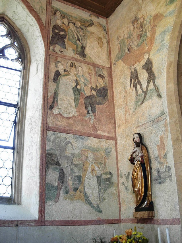 Farbiges Innenleben: Die Fresken in de...astik stammt aus dem Sptmittelalter.   | Foto: Freya Pietsch