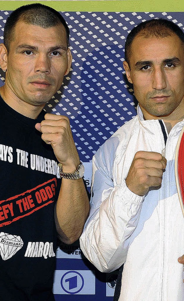 Herausforderer Raul Marquez (links) mit IBF-Weltmeister Arthur Abraham.   | Foto: dpa