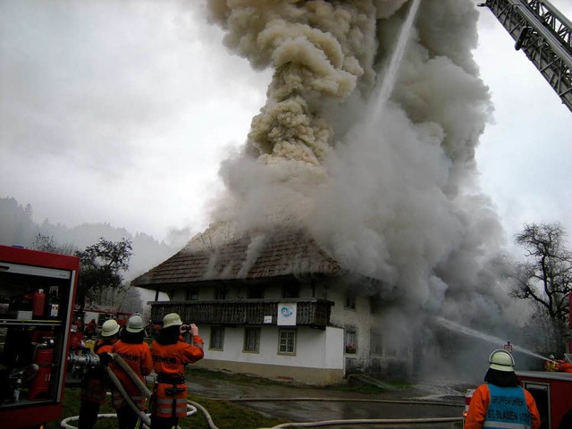 Den ganzen Tag ber kmpften  die Feue...und Menzenschwand  gegen die Flammen.   | Foto: Feuerwehr