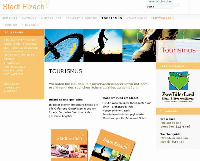 Neu auf der Homepage: die Rubrik Tourismus  | Foto: screenshot: Steimer