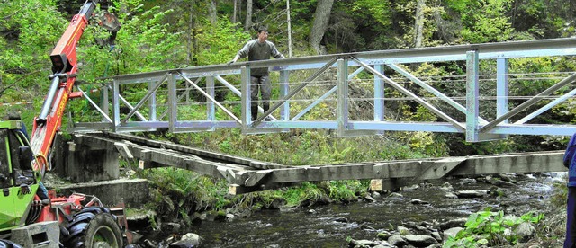 Metall statt Holz ber der Haslach. Di...r Ortsgruppen des Schwarzwaldvereins.   | Foto: H.Fritsche