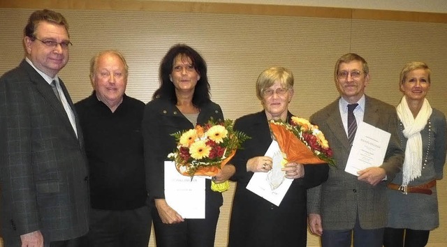 Glckwnsche zum Jubilum von drei lan...necker, Hugo Zibold und Ellen Fischer   | Foto: Dieter fink