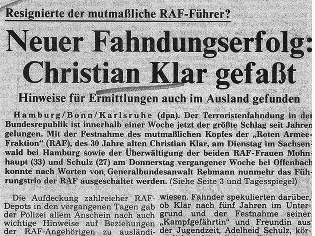 Christian Klar gilt als Anfhrer der zweiten RAF-Generation.