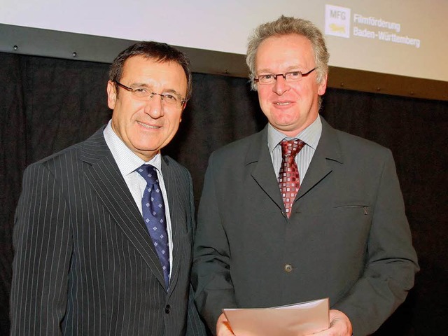 Leopold Winterhalder mit  Medienminister Professor Wolfgang Reinhart.  | Foto: Privat