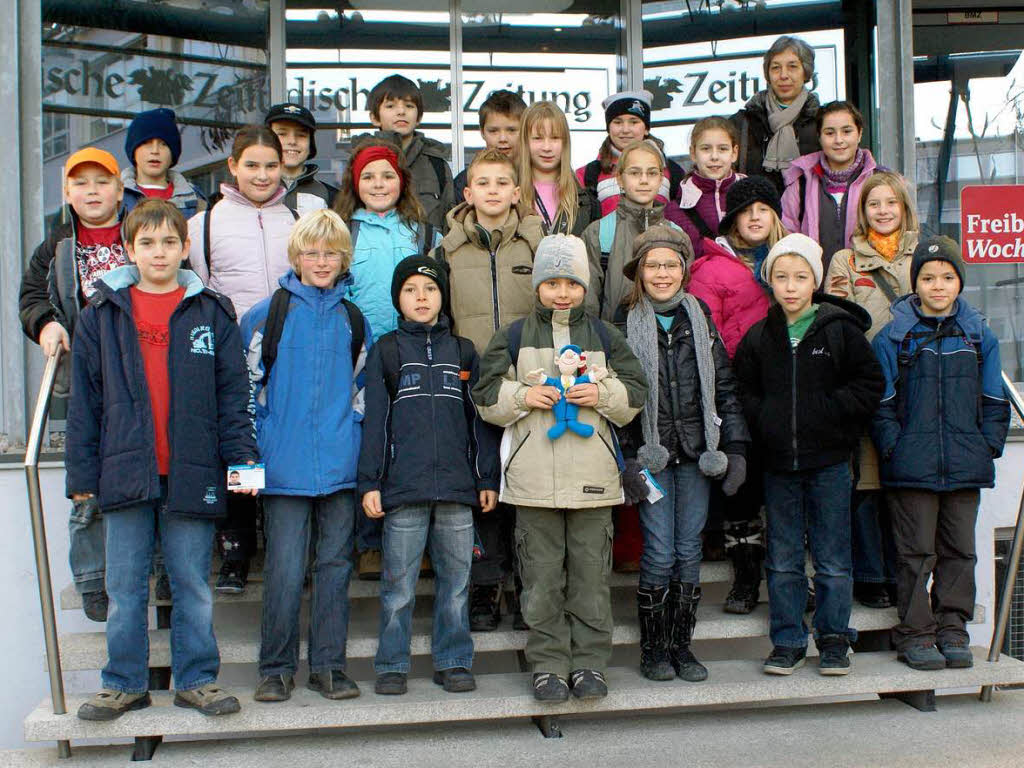 Die Klasse 4a der Rheinschule Griheim aus Neuenburg mit ihrer Lehrerin Frau  Briem