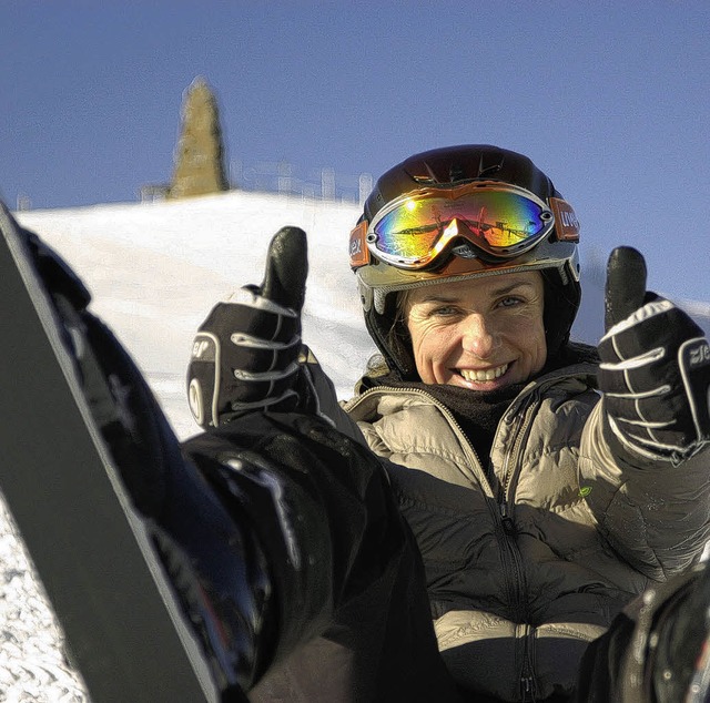 Die mehrfache Weltcupsiegerin im Gleit...e dabei auch erstmalig das Skifahren.   | Foto: Thomas Latzel