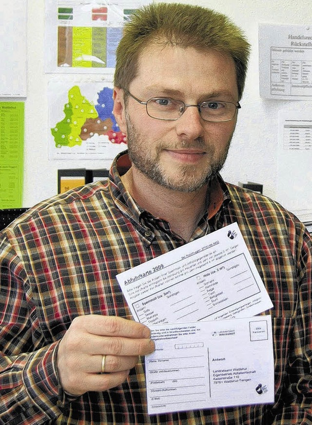 Zwei Abholkarten fr ihren Sperrmll, ...Kreis Waldshut fr 2009  zugeschickt.   | Foto: Huber