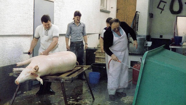 Frher wurden die Schweine in Biengen noch zu Hause geschlachtet.    | Foto: Gottfried Blansche