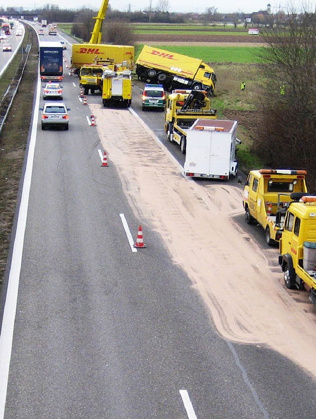 Die Unfallstelle auf der A5 bei Friesenheim   | Foto: Polizei