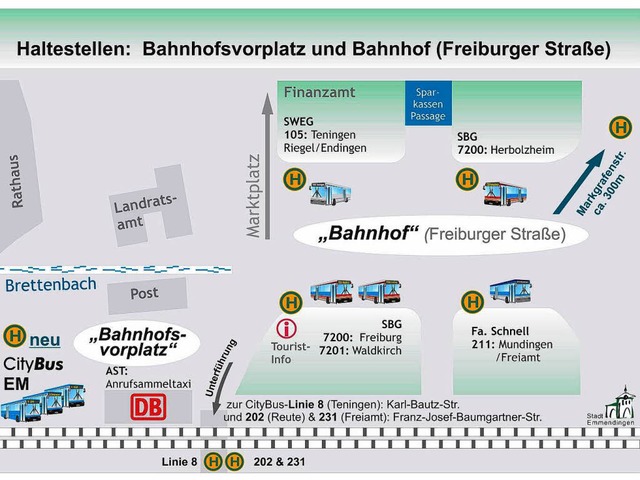 bersichtskarte: Wo fahren welche Busse ab?  | Foto: Stadt EM