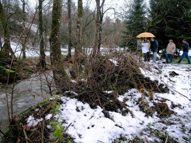 Abfall wie Plastikplanen haben an der ...haftsrten bei der Mehrenbachbegehung.  | Foto: Andrea Stadler