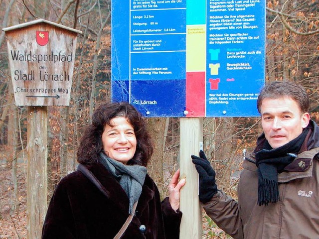 Claudia Diedrich und Henric Dressler  gaben den Ansto zur Trimmpfad-Sanierung.   | Foto: Nikolaus Trenz