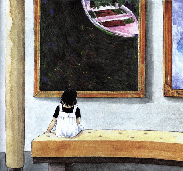 Das Mdchen Linna vor einem Monet: Illustration von Lena Anderson.   | Foto: bz