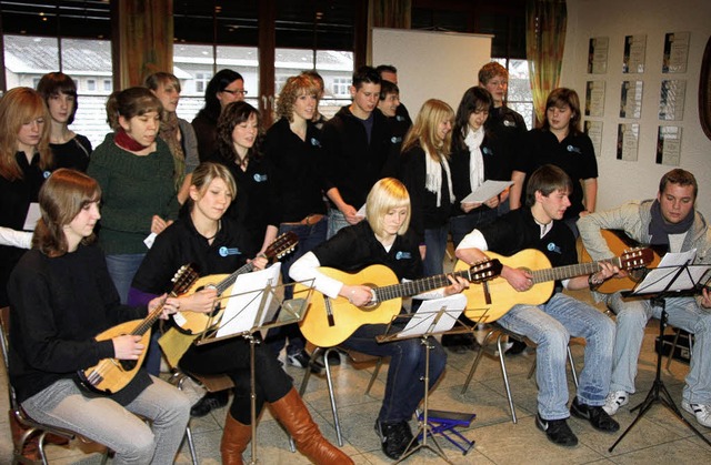 Der Landjugendchor mit Mandolinen- und... beim adventlichen Seniorennachmittag.  | Foto: roland vitt