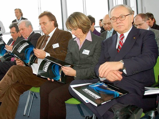 Verleger Hubert Burda (rechts) trommel...nd fr die Metropolregion Oberrhein.    | Foto: rab