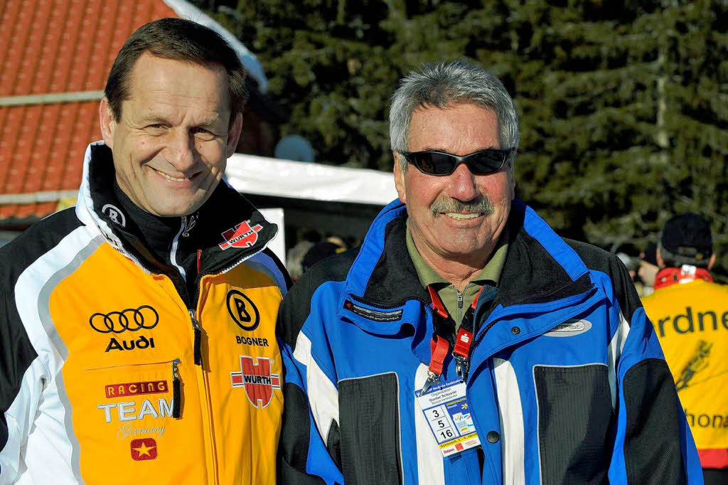 Alfons Hrmann, Prsident des Deutschen Skiverbandes (DSV,l) und Gunter Schuster, Vorstand des SC Schonach (r).