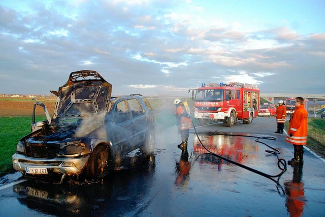 Fahrzeugbrand auf der L 113: Einer von...ndinger Feuerwehr im vergangenen Jahr.  | Foto: Roland Vitt