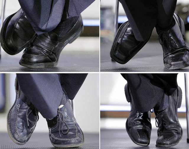 Astrein geputzt sind die Schuhe von Ro...ens Tretern htte Schuhcreme gutgetan.  | Foto: dpa