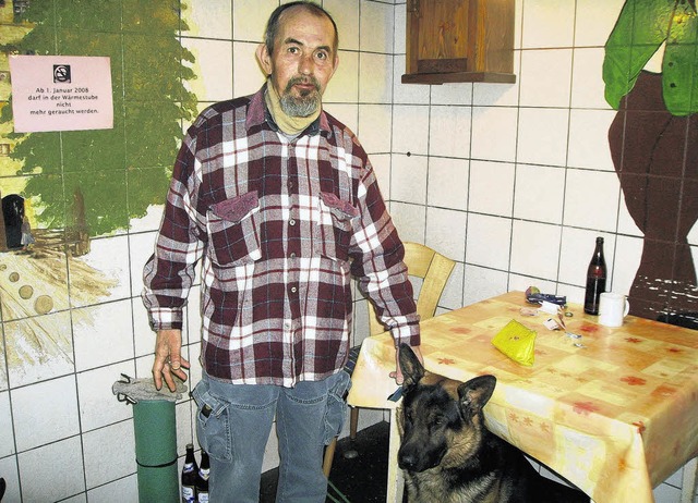 Otto und sein Hund Bob kommen tglich ...dieser Klte drauen schlafen.&#8220;   | Foto: Bodmer