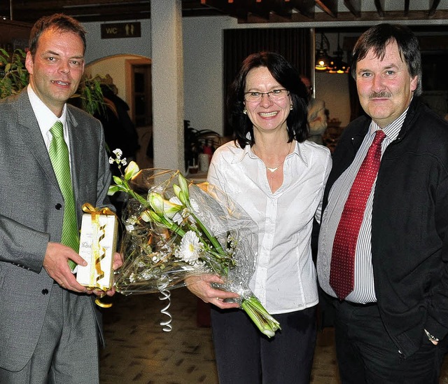 Brgermeister Stefan Dorfmeister (link...g beim Kurfeschtle in Hchenschwand.    | Foto: Stefan Pichler