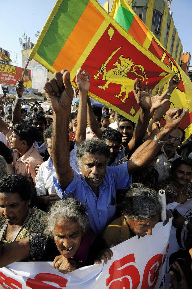 Einwohner Colombos feiern die Siege der Armee.  | Foto: afp