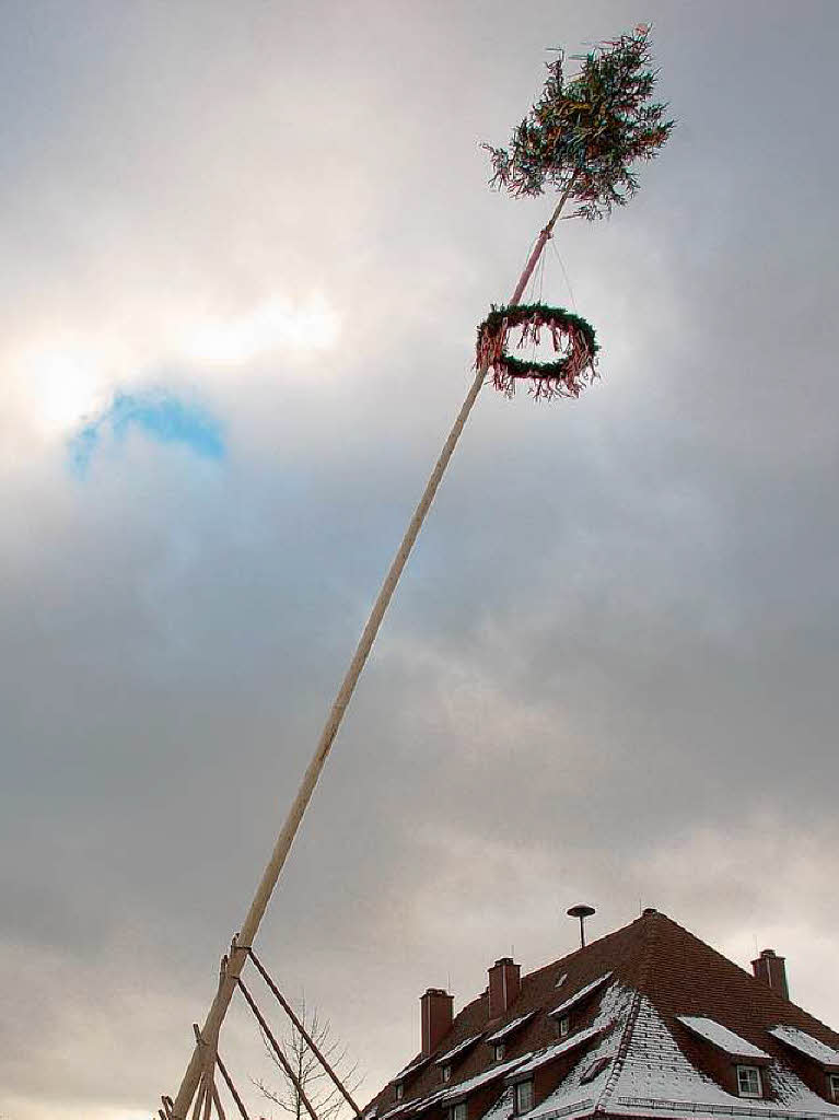 Eine halbe Stunde ist schon vergangen. Bald steht der Jubilums-Narrenbaum.