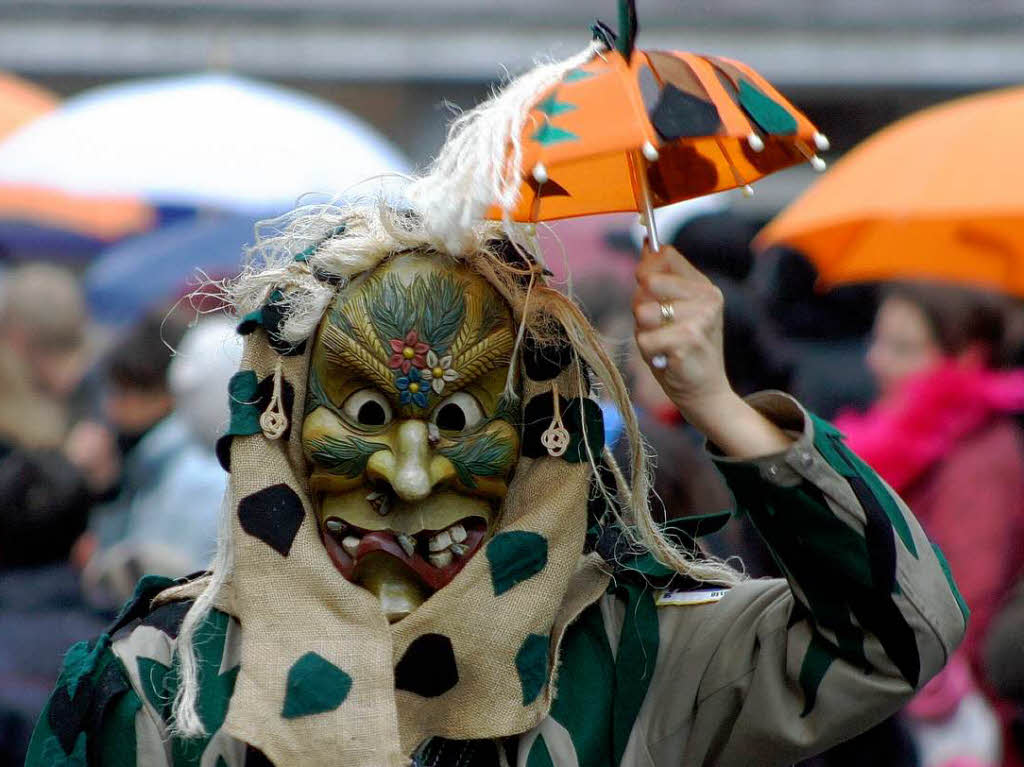 Eine bunte Schau war der Umzug in Lahr. Die verrcktesten Maskengesichter heizten den Zuschauern ordentlich ein.