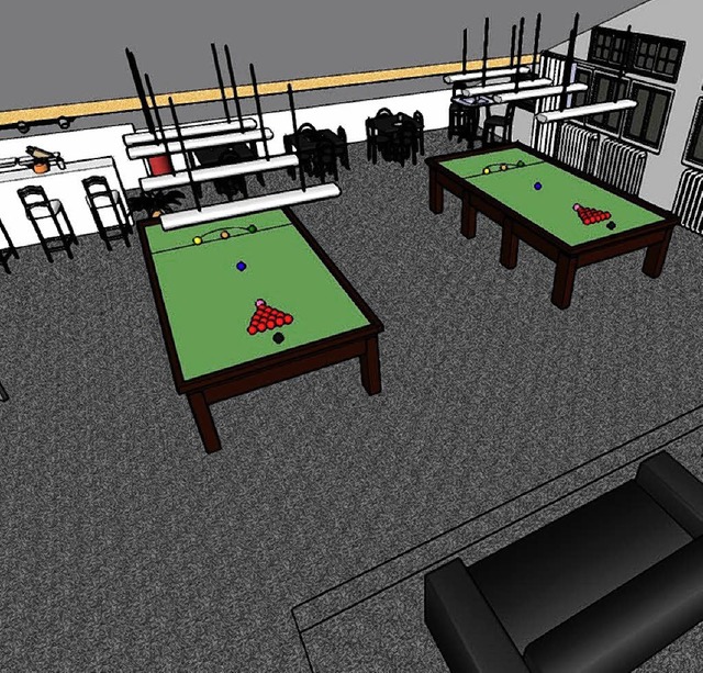 So wird der Snooker-Raum aussehen.   | Foto: Modell: Florian Werres