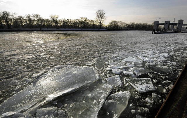 Ungewohntes Bild: Dicke Eisschollen trieben Anfang Januar auf dem Neckar.     | Foto: ddp