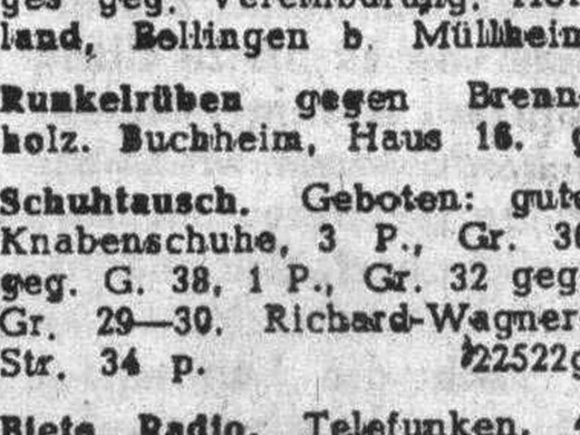 Zeugnisse einer Zeit der Not: die  Kle...Badischen Zeitung vom 1. Februar 1946.  | Foto: Repro BZ