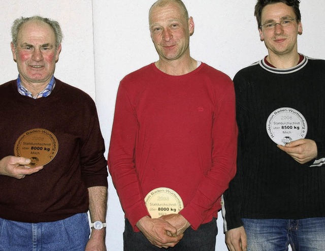 Gerhard Meister, Markus Rogg und Bernd...ten Herdenleistungen  ausgezeichnet.    | Foto: Holzwarth