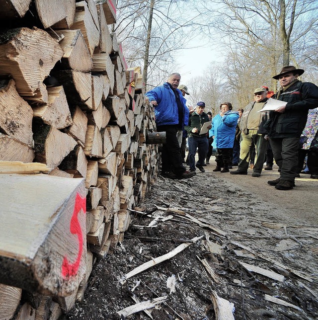 Holz in rauen Mengen gab&#8217;s am Sa...bei der Versteigerung in Waltershofen.  | Foto: Michael Bamberger