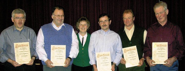 Neue Ehrenmitglieder hat der Musikvere...r Ruf, Kurt Vollmer und Manfred Ernst   | Foto: Ulrike Owald