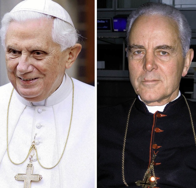 In der Kritik: Papst Benedikt XVI.  (links) und  Bischof Williamson  | Foto: dpa