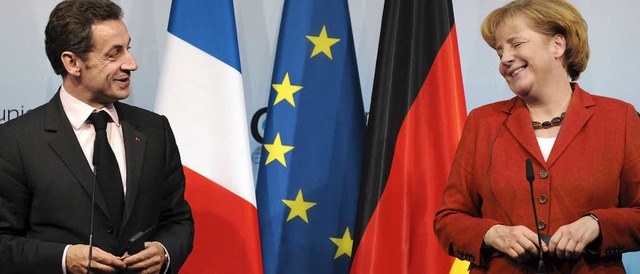 Kanzlerin  Merkel und  Prsident Sarko.... Differenzen gibt es trotzdem viele.   | Foto: DPA
