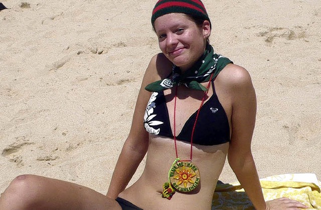 Hs mal anders: Angela Busse trgt am ... Brunlinger Bluemenarren zum Bikini.   | Foto: privat