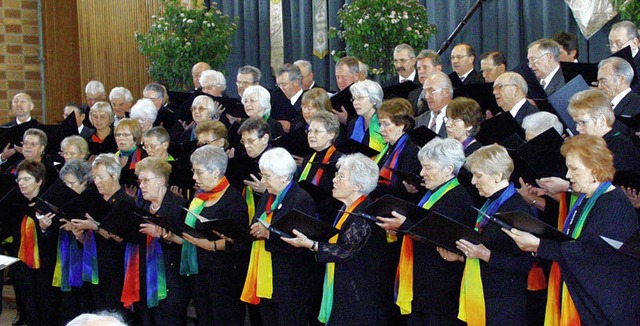 Hauinger Chre gemeinsam bei der Jubilumsmatinee des Mnnergesangvereins   | Foto: Paul Schleer