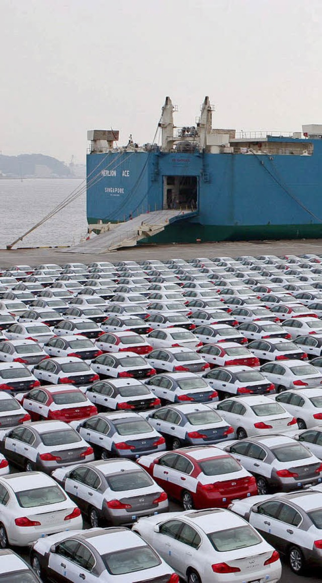 Fr den Export bestimmte Autos bleiben derzeit in Japan.     | Foto: dpa