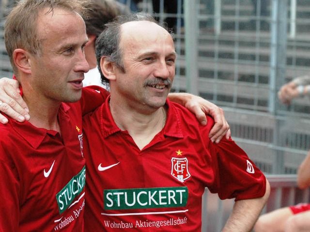 Charly Schulz (rechts) bernimmt beim Freiburger FC Verantwortung im Vorstand.  | Foto: Claus Zimmermann