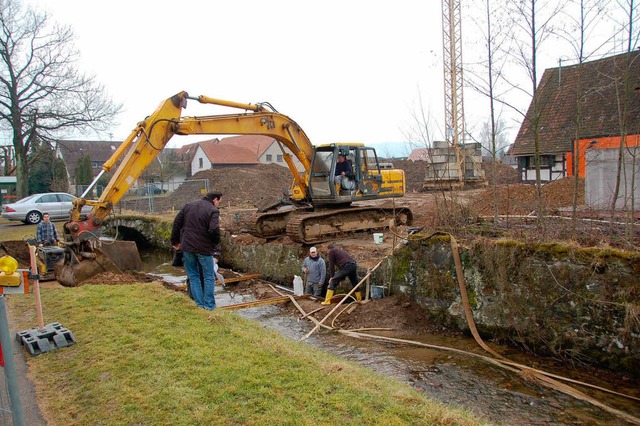 Eine  Behelfsbrcke fhrt auf die Baus...erein eine neue Heimstatt finden soll.  | Foto: Frank Kiefer