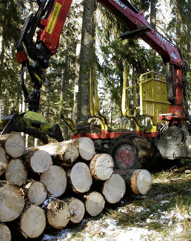 Auf Talfahrt sind zurzeit die Holzprei...Gemeinde Husern noch guten Gewinn ab.  | Foto: Stefan Sahli