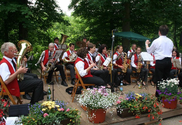 Fetzige Musik im Grnen: Musikkapelle Amoltern beim  Waldhock   | Foto: ulh