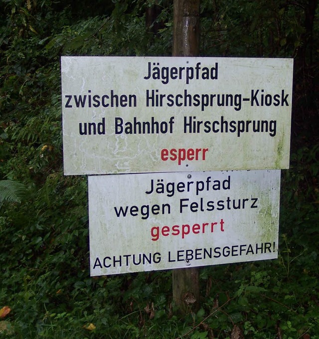 Der Jgerpfad im Hllental ist im Bere...sechs Jahren fr Fugnger gesperrt.    | Foto: Dieter Maurer