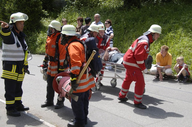 Feuerwehren aus Deutschland und der Sc... am Krankenhaus Loreto in Sthlingen.   | Foto: dietmar  noeske