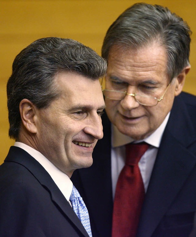 Oettinger   und Stratthaus   | Foto: dpa