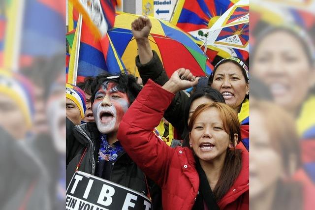 Die Flagge Tibets weht