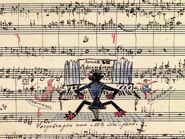 Rheinberger: Noten vom Komponisten, Zeichnung von seiner Frau  | Foto: Pro
