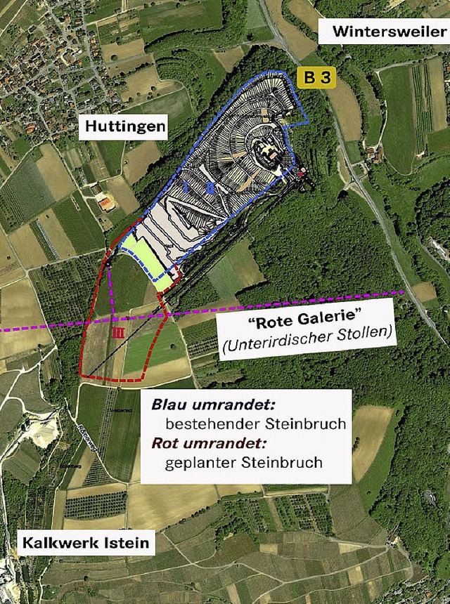 Das Bro Ganz und Rutner plant und begleitet die Erweiterung des Steinbruchs.   | Foto: Google earth